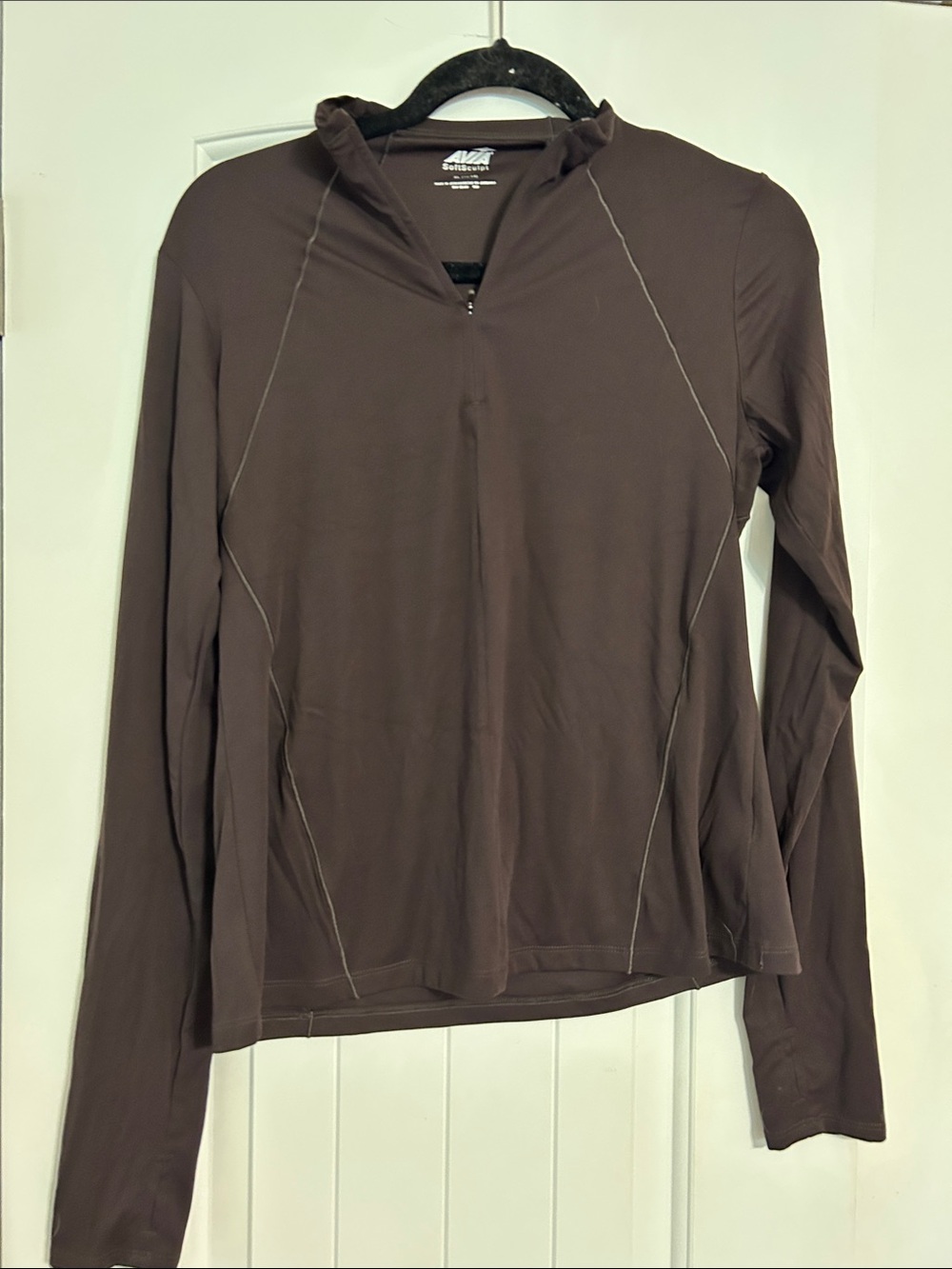 Avia Women's Long Sleeve Quarter-Zip Top in Brown